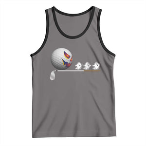 Funny Halloween Golf Pumpkin Chasing Ghost Gift Tank Top TS12 Deep Heather Black Print Your Wear
