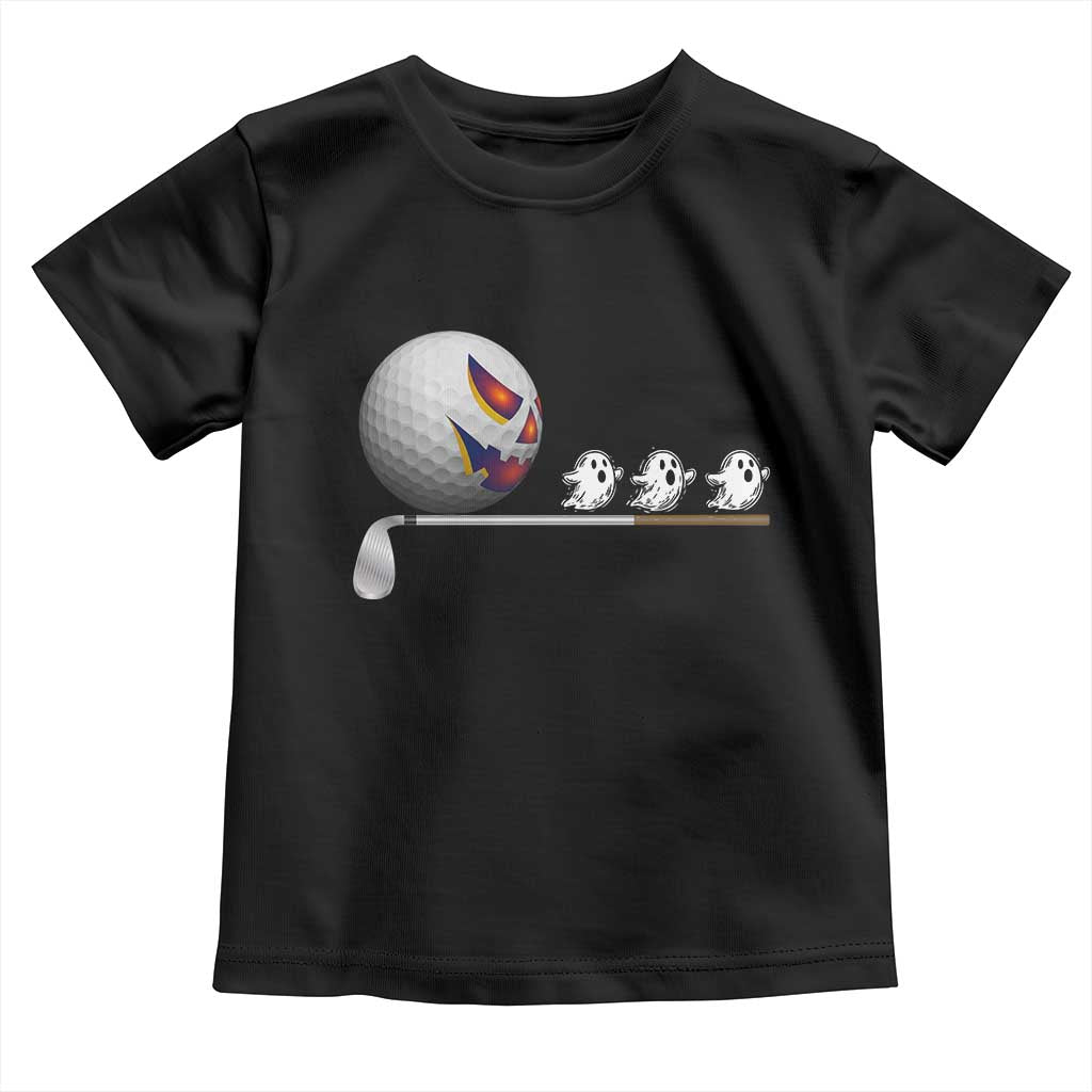 Funny Halloween Golf Pumpkin Chasing Ghost Gift Toddler T Shirt TS12 Black Print Your Wear
