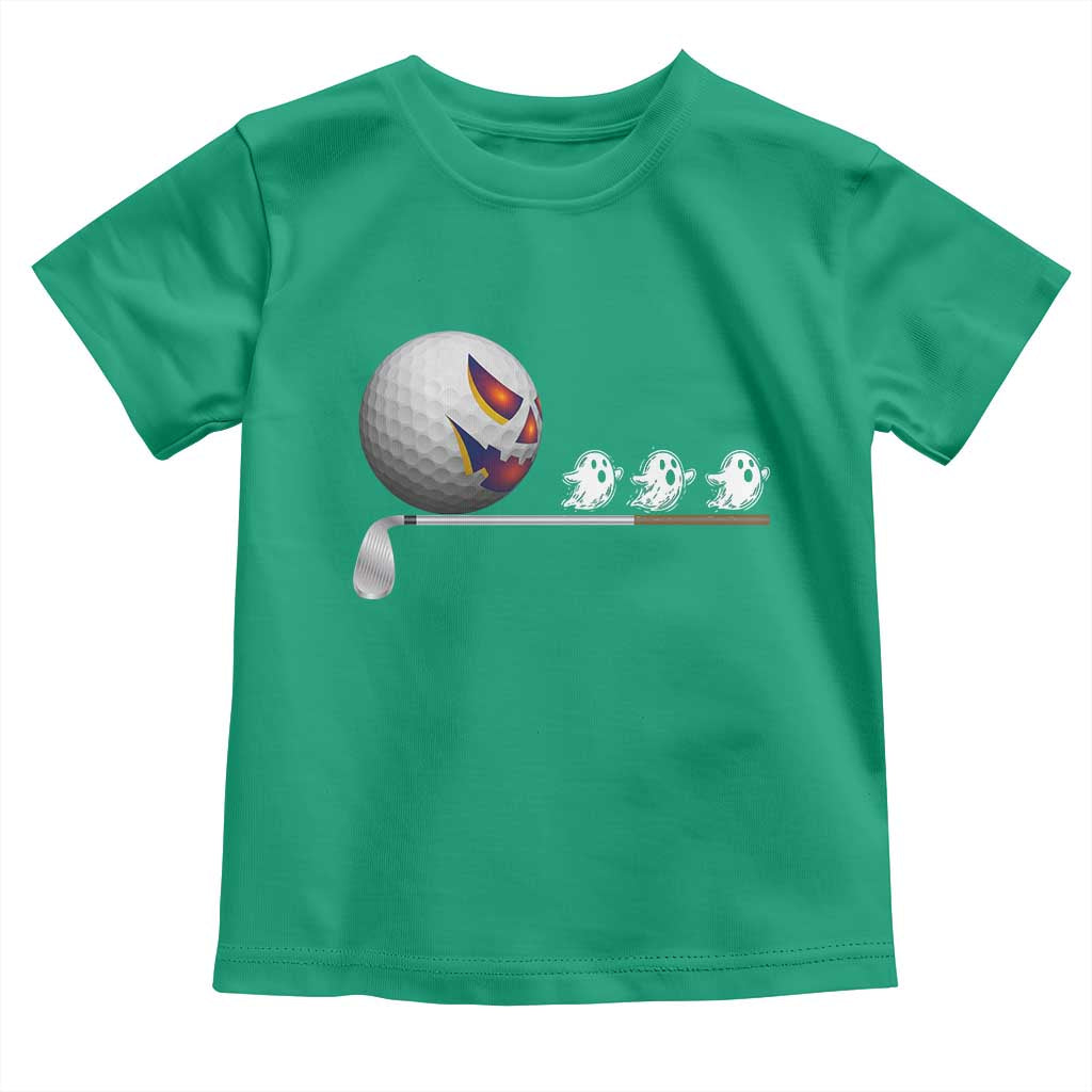 Funny Halloween Golf Pumpkin Chasing Ghost Gift Toddler T Shirt TS12 Irish Green Print Your Wear