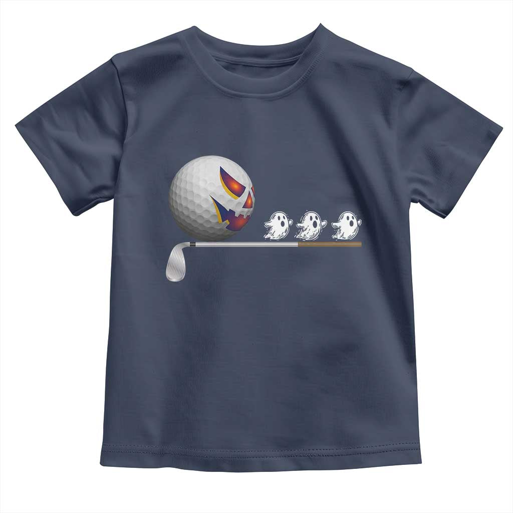 Funny Halloween Golf Pumpkin Chasing Ghost Gift Toddler T Shirt TS12 Navy Print Your Wear