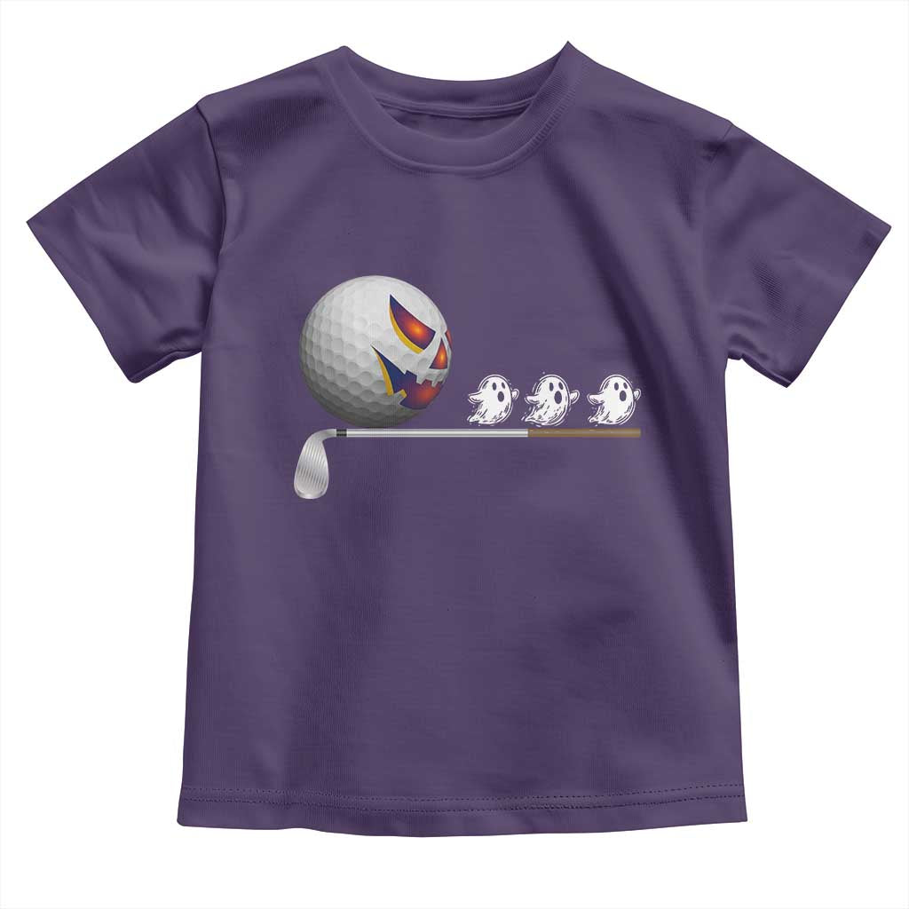 Funny Halloween Golf Pumpkin Chasing Ghost Gift Toddler T Shirt TS12 Purple Print Your Wear