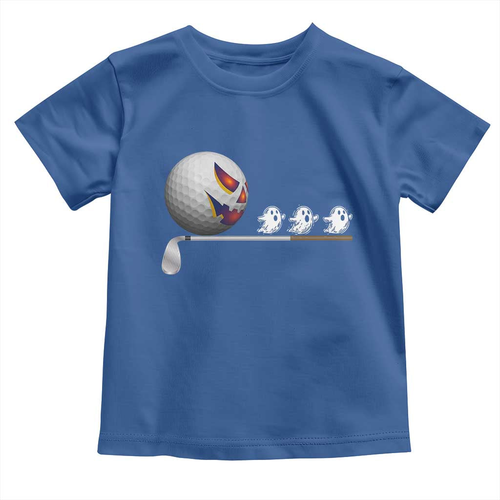 Funny Halloween Golf Pumpkin Chasing Ghost Gift Toddler T Shirt TS12 Royal Blue Print Your Wear