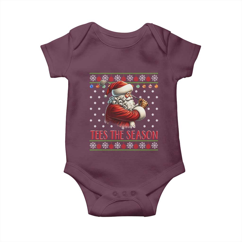 Funny Golf Holiday Gift Baby Onesie Tees The Season Ugly Sweater TS12 Maroon Print Your Wear