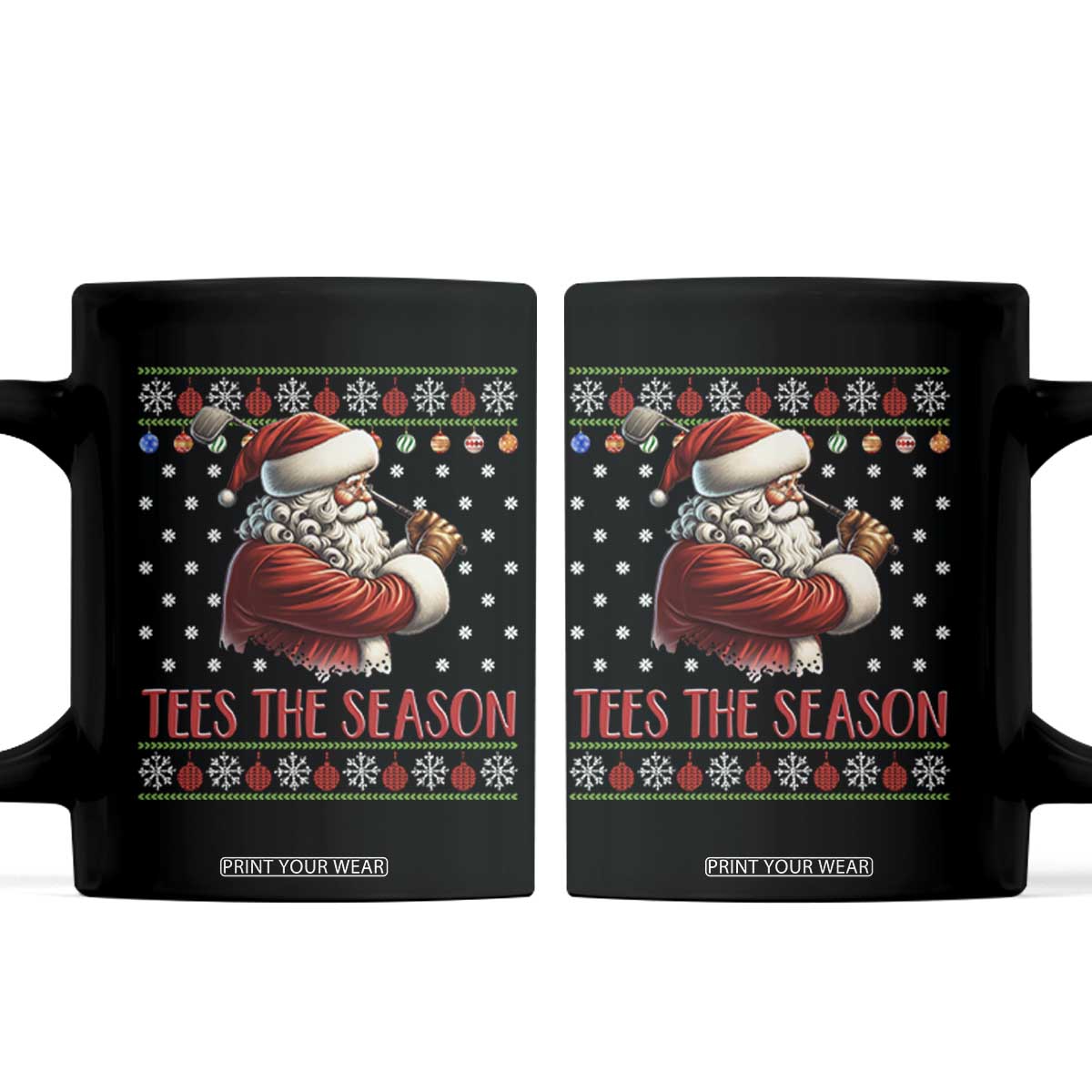 Funny Golf Holiday Gift Coffee Mug Tees The Season Ugly Sweater TS12 Black Print Your Wear