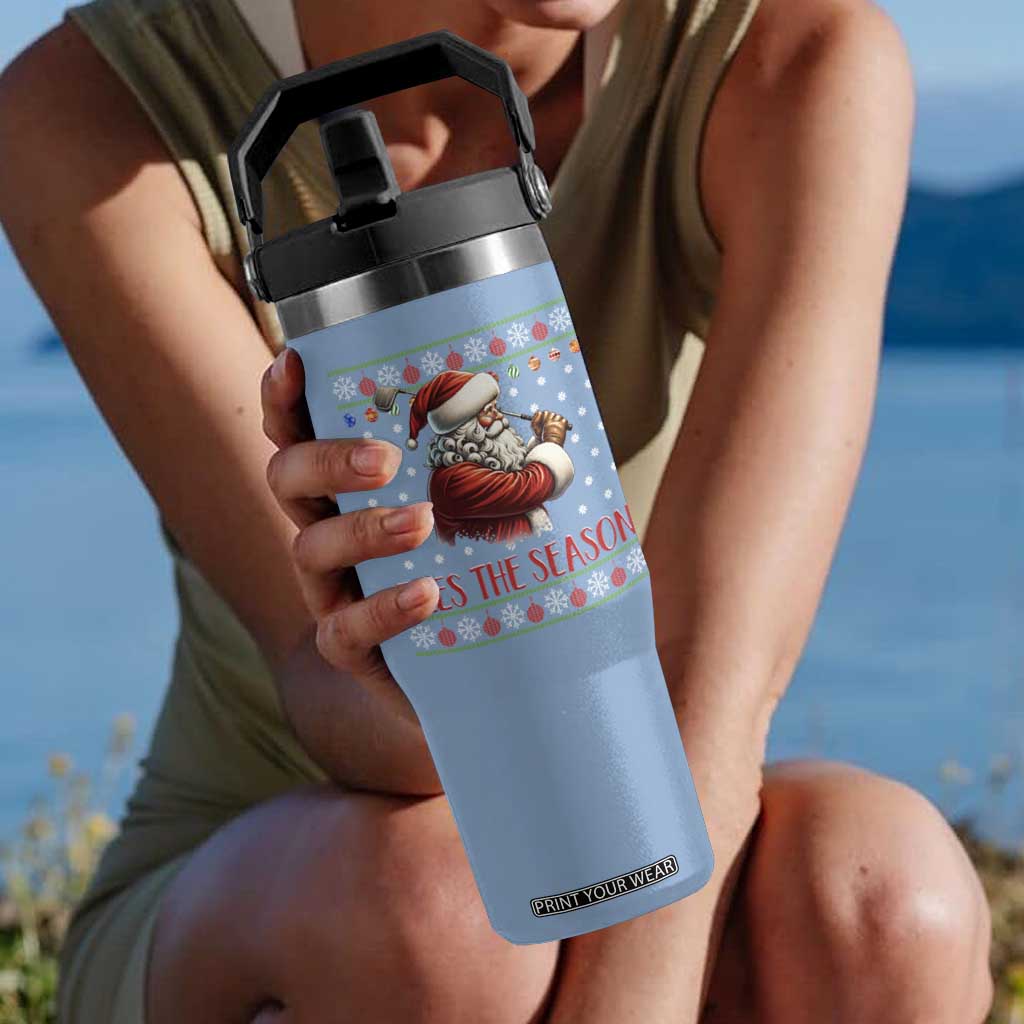 Funny Golf Holiday Gift Flip Straw Tumbler Tees The Season Ugly Sweater TS12 One Size: 30 oz Light Blue Print Your Wear