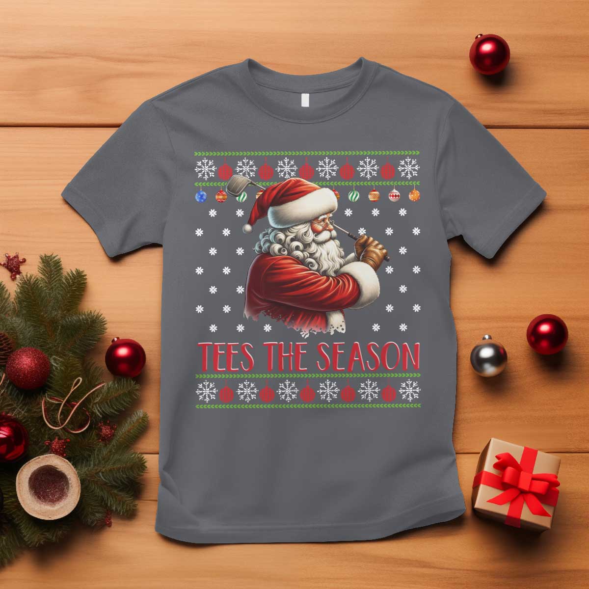 Funny Golf Holiday Gift T Shirt Tees The Season Ugly Sweater TS12 Charcoal Print Your Wear