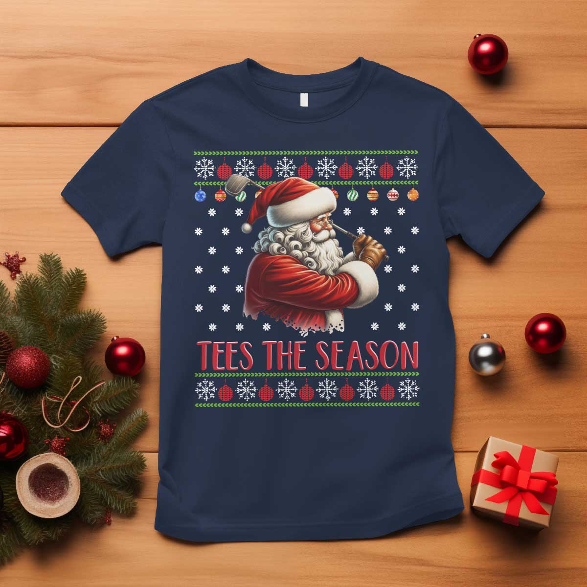 Funny Golf Holiday Gift T Shirt Tees The Season Ugly Sweater TS12 Navy Print Your Wear