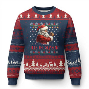 Funny Golf Holiday Gift Ugly Christmas Sweater Tees The Season Ugly Sweater TS12 Navy Red Print Your Wear