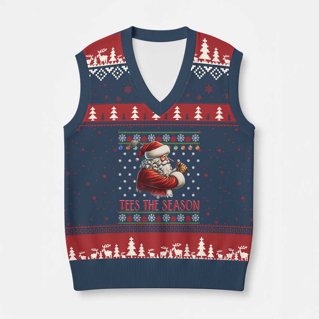 Funny Golf Holiday Gift V-Neck Knit Sweater Vest Tees The Season Ugly Sweater TS12 Navy Red Print Your Wear