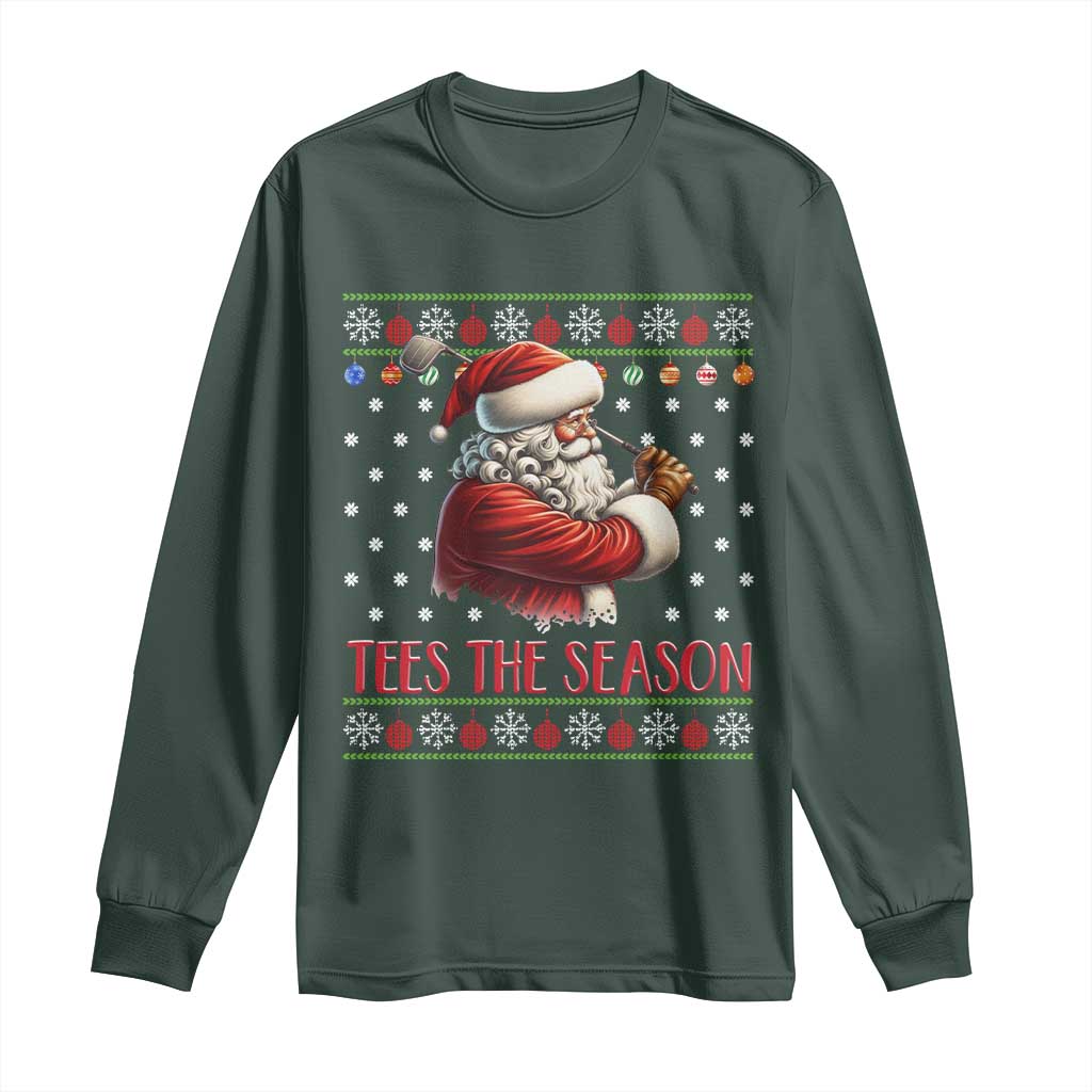 Funny Golf Holiday Gift Long Sleeve Shirt Tees The Season Ugly Sweater TS12 Dark Forest Green Print Your Wear