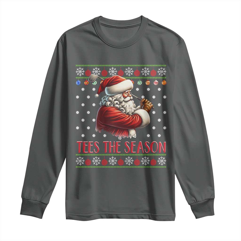 Funny Golf Holiday Gift Long Sleeve Shirt Tees The Season Ugly Sweater TS12 Dark Heather Print Your Wear