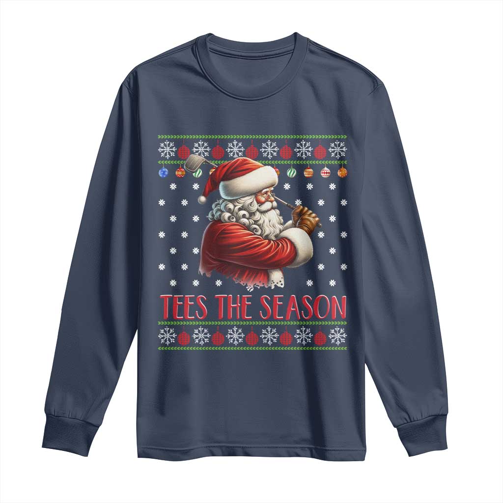 Funny Golf Holiday Gift Long Sleeve Shirt Tees The Season Ugly Sweater TS12 Navy Print Your Wear