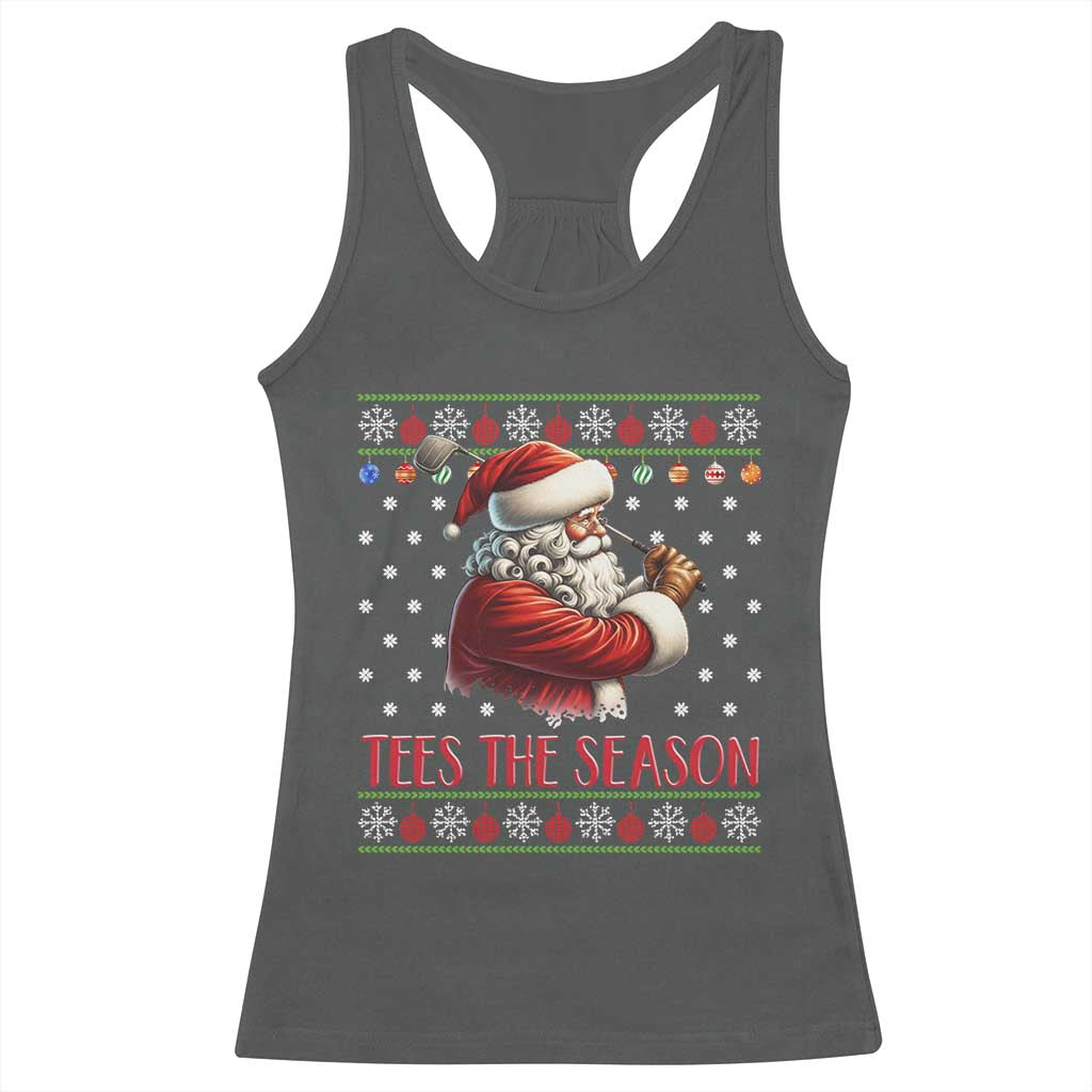 Funny Golf Holiday Gift Racerback Tank Top Tees The Season Ugly Sweater TS12 Dark Heather Print Your Wear