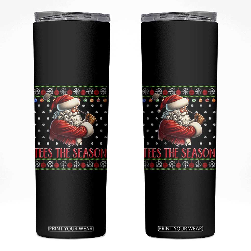 Funny Golf Holiday Gift Skinny Tumbler Tees The Season Ugly Sweater TS12 Black Print Your Wear