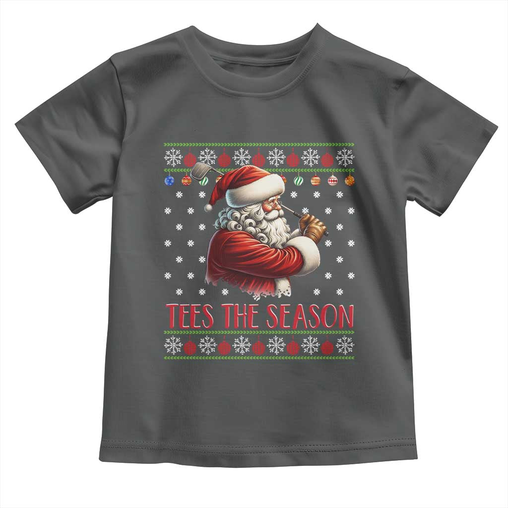 Funny Golf Holiday Gift Toddler T Shirt Tees The Season Ugly Sweater TS12 Dark Heather Print Your Wear