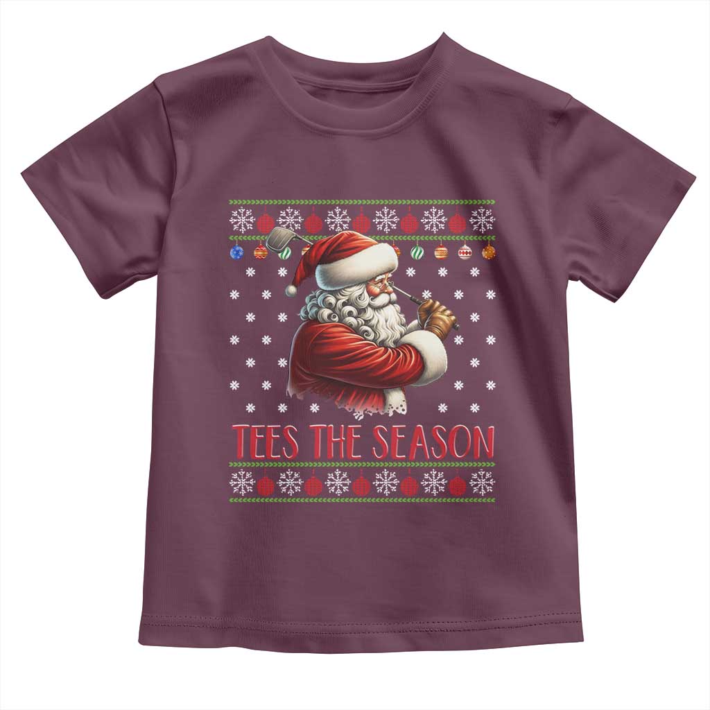 Funny Golf Holiday Gift Toddler T Shirt Tees The Season Ugly Sweater TS12 Maroon Print Your Wear