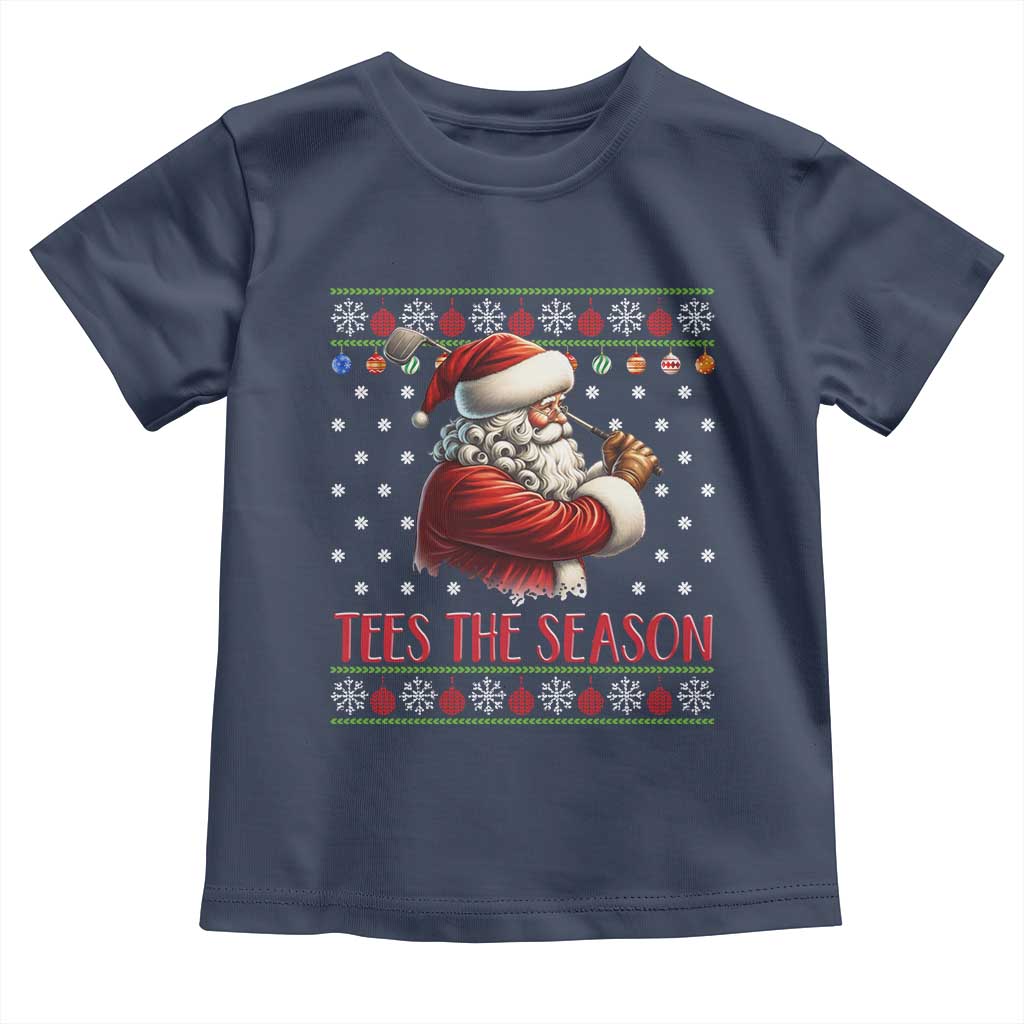 Funny Golf Holiday Gift Toddler T Shirt Tees The Season Ugly Sweater TS12 Navy Print Your Wear