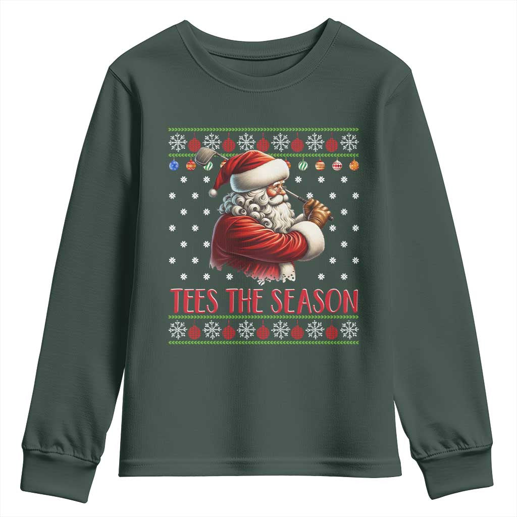 Funny Golf Holiday Gift Youth Sweatshirt Tees The Season Ugly Sweater TS12 Dark Forest Green Print Your Wear