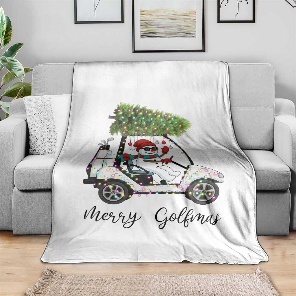 Funny Christmas Golf Throw Blanket Snowman Driving Golf Cart Merry Golfmas TS12 Print Your Wear