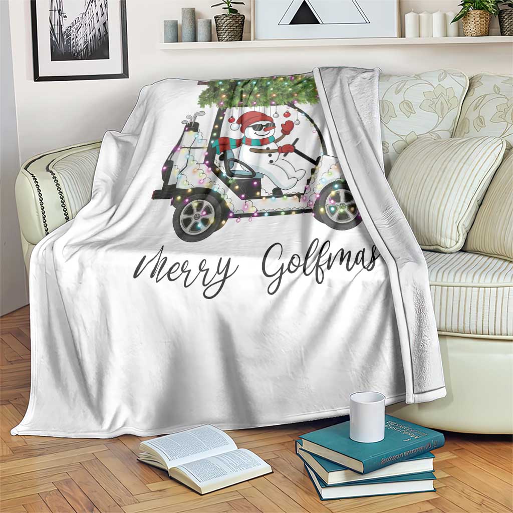 Funny Christmas Golf Throw Blanket Snowman Driving Golf Cart Merry Golfmas TS12 Print Your Wear