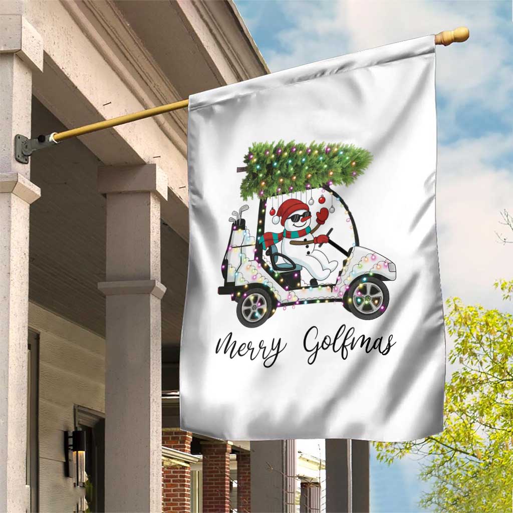 Funny Christmas Golf Garden Flag Snowman Driving Golf Cart Merry Golfmas TS12 Print Your Wear