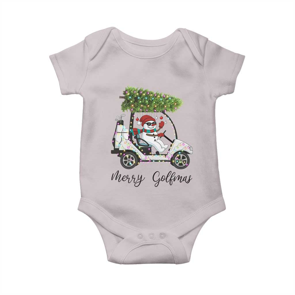 Funny Christmas Golf Baby Onesie Snowman Driving Golf Cart Merry Golfmas TS12 Ice Gray Print Your Wear