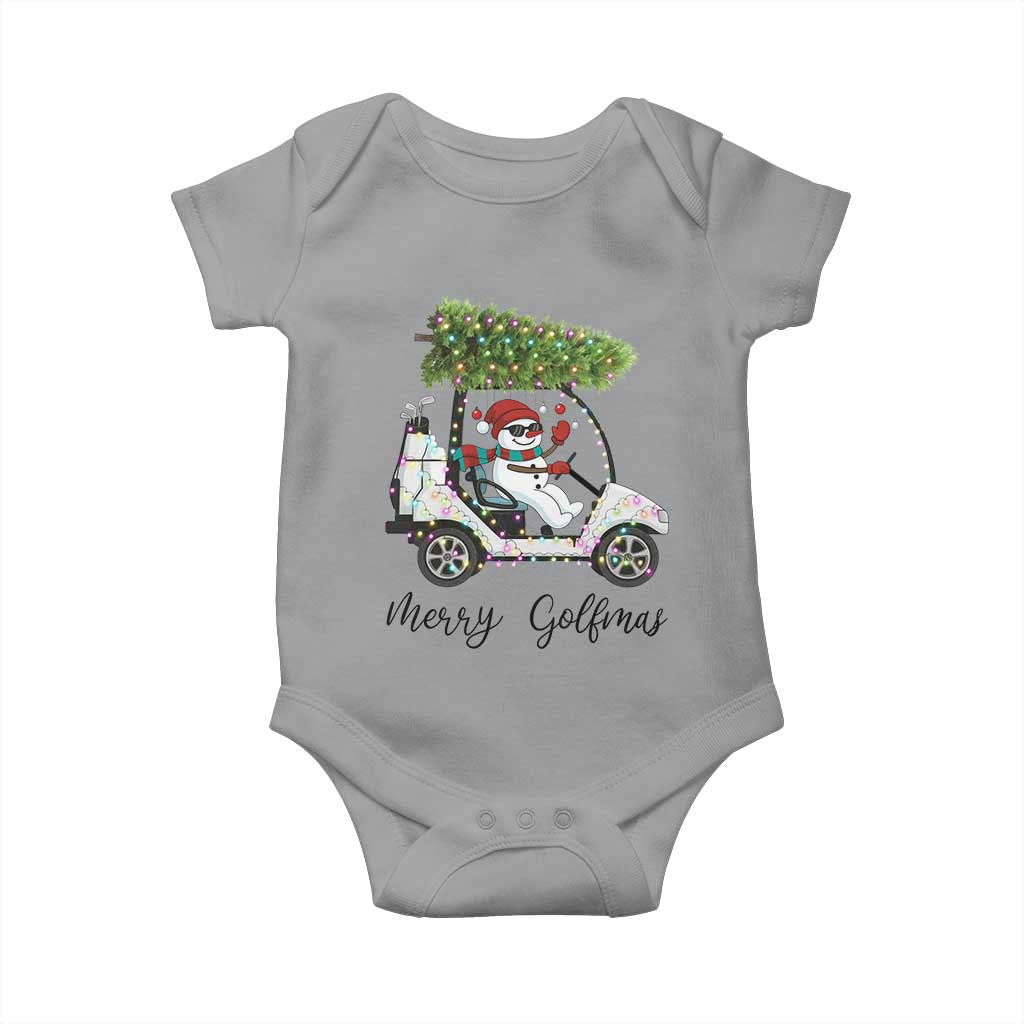 Funny Christmas Golf Baby Onesie Snowman Driving Golf Cart Merry Golfmas TS12 Sport Gray Print Your Wear
