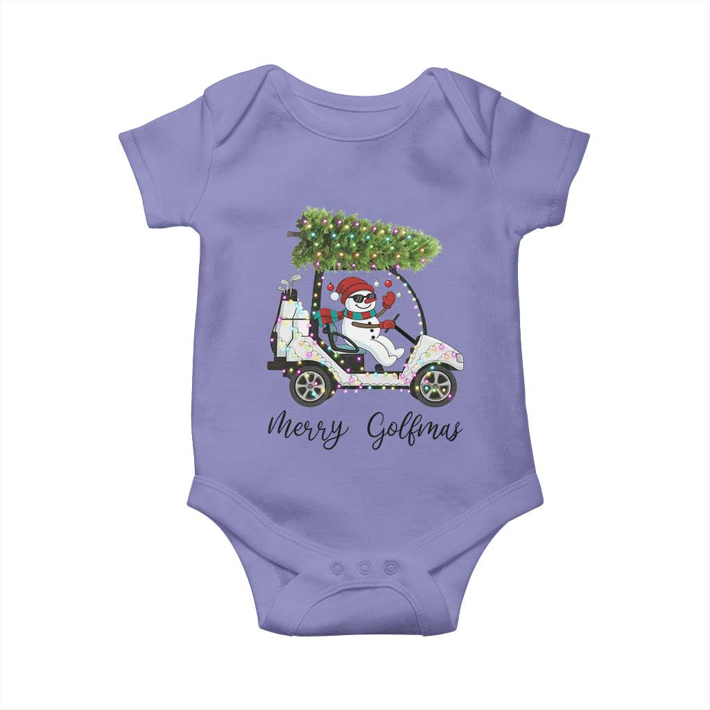 Funny Christmas Golf Baby Onesie Snowman Driving Golf Cart Merry Golfmas TS12 Violet Print Your Wear
