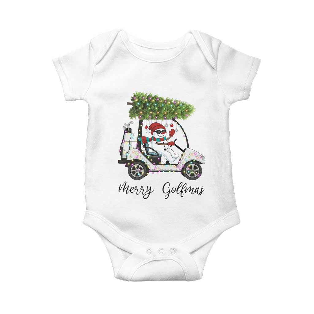 Funny Christmas Golf Baby Onesie Snowman Driving Golf Cart Merry Golfmas TS12 White Print Your Wear