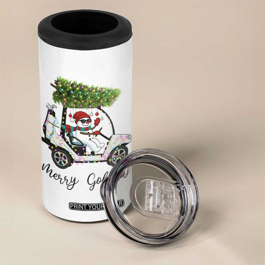 Funny Christmas Golf 4 in 1 Can Cooler Tumbler Snowman Driving Golf Cart Merry Golfmas TS12 Print Your Wear