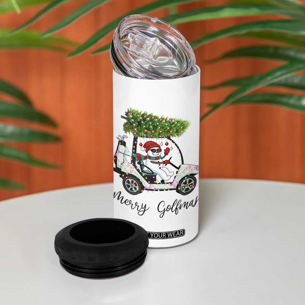Funny Christmas Golf 4 in 1 Can Cooler Tumbler Snowman Driving Golf Cart Merry Golfmas TS12 Print Your Wear