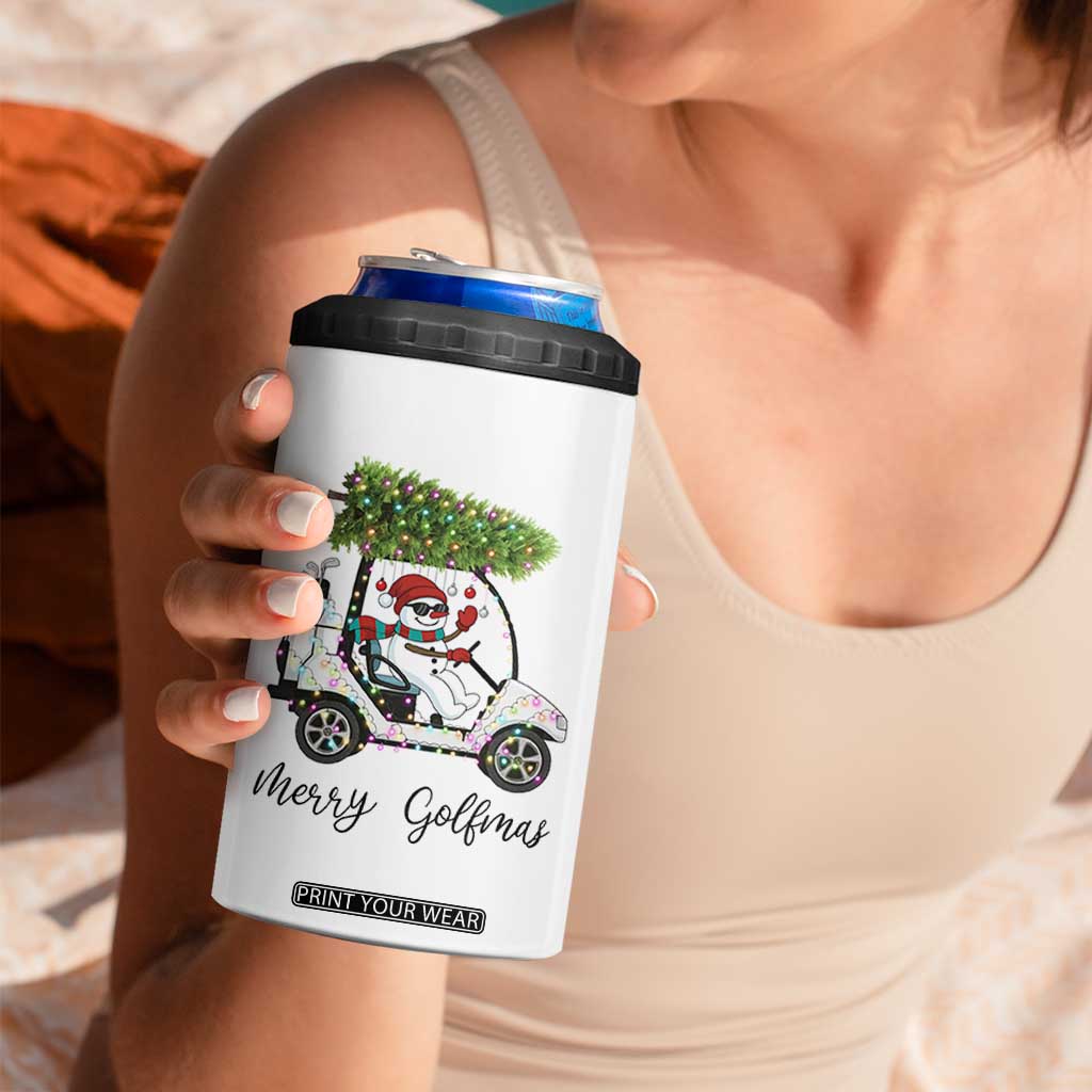 Funny Christmas Golf 4 in 1 Can Cooler Tumbler Snowman Driving Golf Cart Merry Golfmas TS12 Print Your Wear