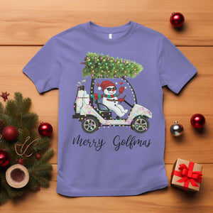 Funny Christmas Golf T Shirt Snowman Driving Golf Cart Merry Golfmas TS12 Violet Print Your Wear