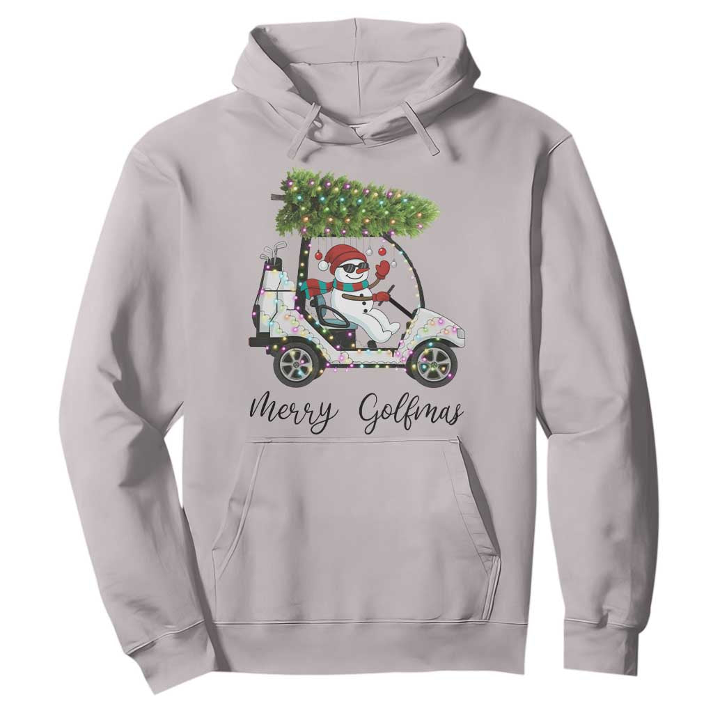 Funny Christmas Golf Hoodie Snowman Driving Golf Cart Merry Golfmas TS12 Ice Gray Print Your Wear
