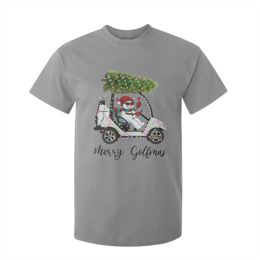 Funny Christmas Golf T Shirt For Kid Snowman Driving Golf Cart Merry Golfmas TS12 Sport Gray Print Your Wear