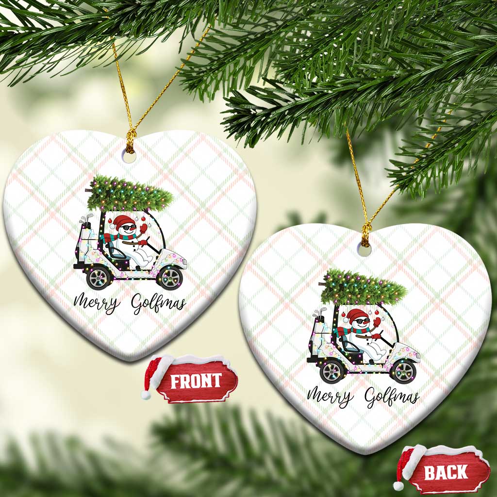 Funny Xmas Golf Ceramic Ornament Snowman Driving Golf Cart Merry Golfmas TS12 Print Your Wear