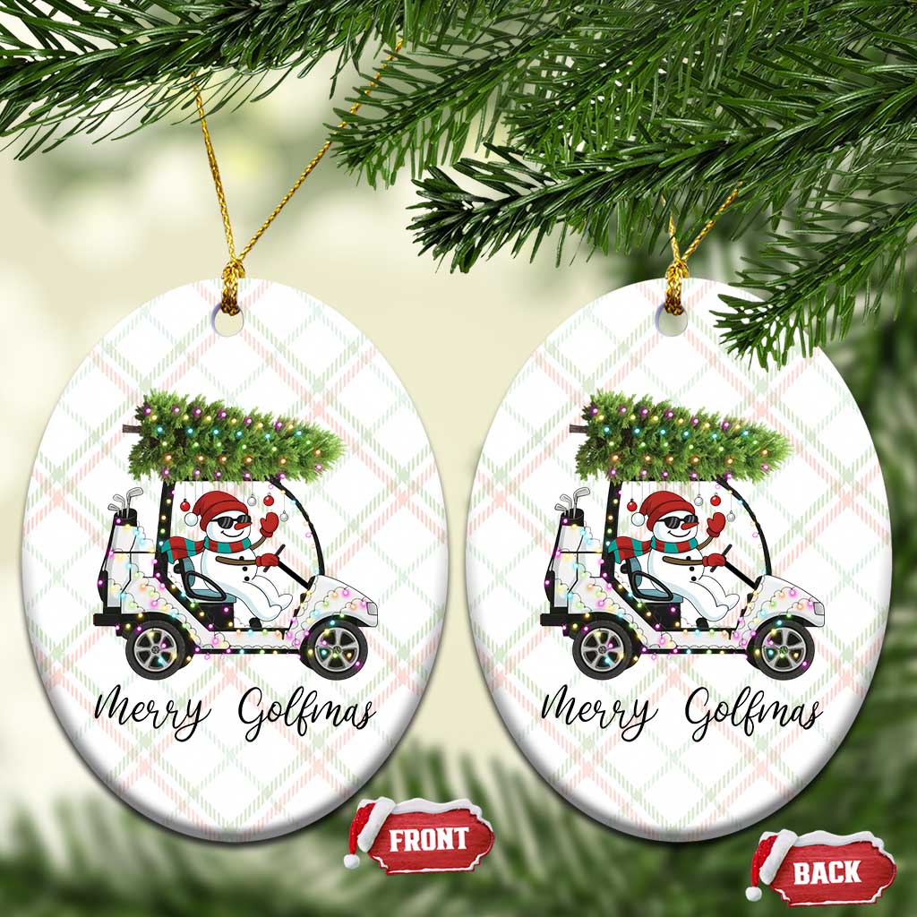 Funny Xmas Golf Ceramic Ornament Snowman Driving Golf Cart Merry Golfmas TS12 Print Your Wear