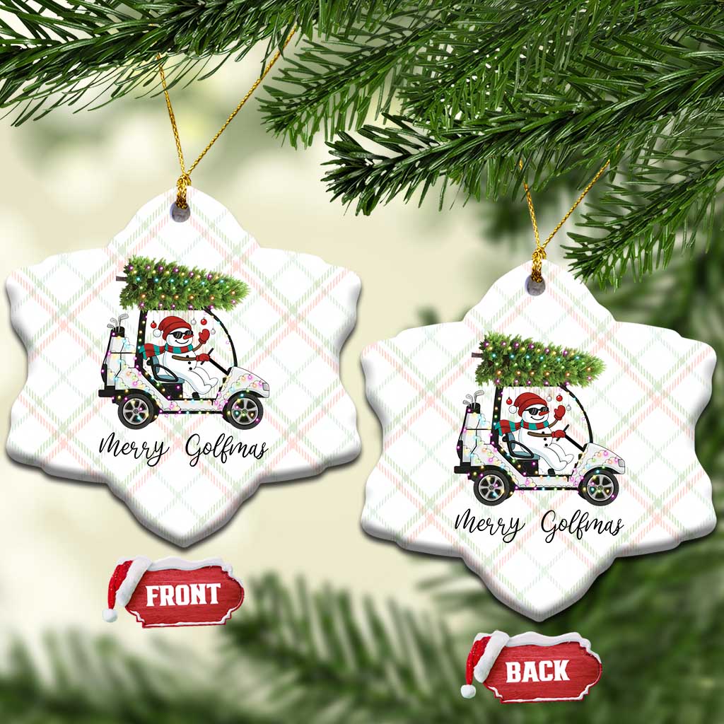 Funny Xmas Golf Ceramic Ornament Snowman Driving Golf Cart Merry Golfmas TS12 Print Your Wear