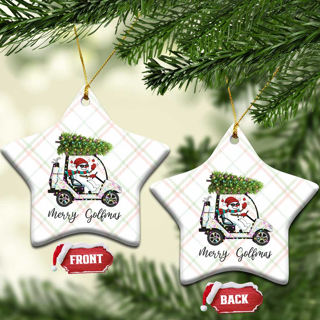 Funny Xmas Golf Ceramic Ornament Snowman Driving Golf Cart Merry Golfmas TS12 Print Your Wear