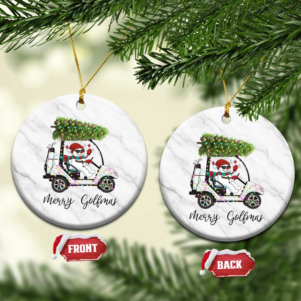 Funny Xmas Golf Ceramic Ornament Snowman Driving Golf Cart Merry Golfmas TS12 1pc White Marble Print Your Wear