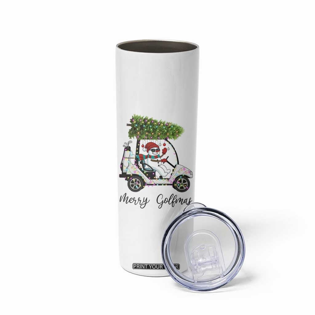 Funny Christmas Golf Skinny Tumbler Snowman Driving Golf Cart Merry Golfmas TS12 Print Your Wear