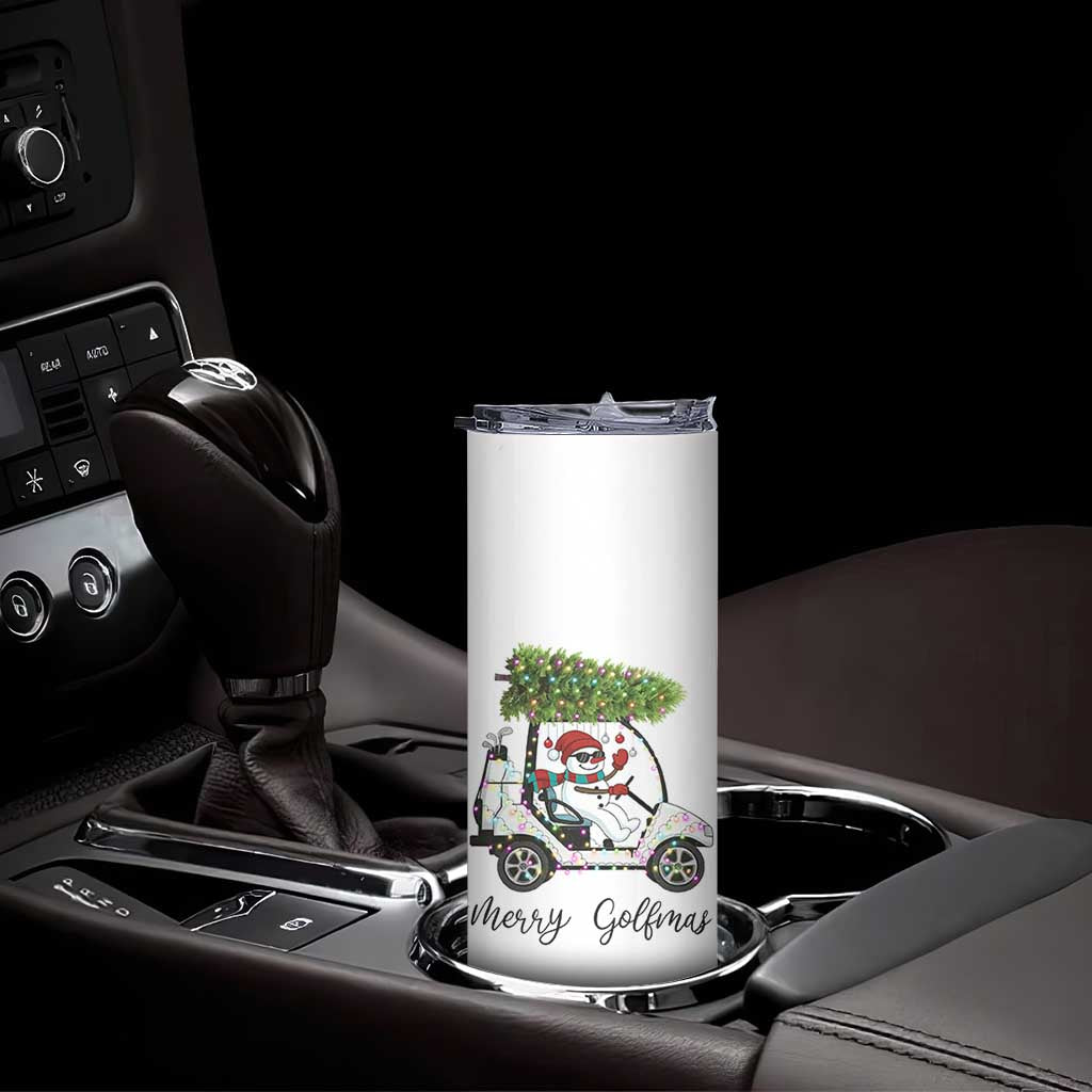 Funny Christmas Golf Skinny Tumbler Snowman Driving Golf Cart Merry Golfmas TS12 Print Your Wear