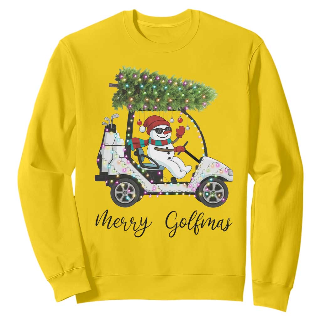 Funny Christmas Golf Sweatshirt Snowman Driving Golf Cart Merry Golfmas TS12 Daisy Print Your Wear