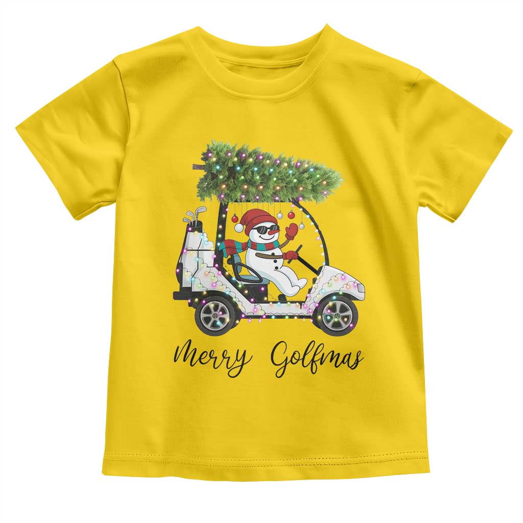 Funny Christmas Golf Toddler T Shirt Snowman Driving Golf Cart Merry Golfmas TS12 Daisy Print Your Wear