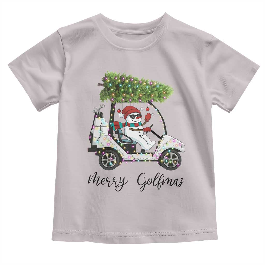 Funny Christmas Golf Toddler T Shirt Snowman Driving Golf Cart Merry Golfmas TS12 Ice Gray Print Your Wear