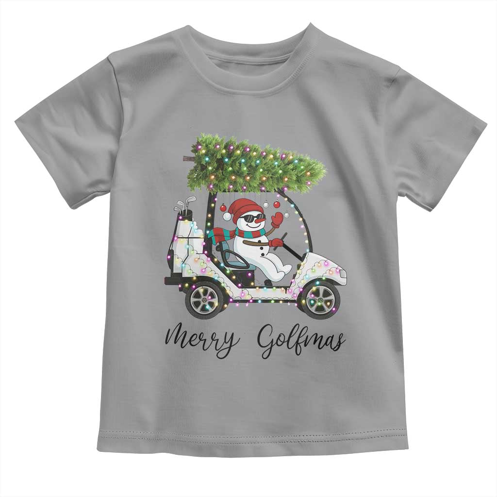 Funny Christmas Golf Toddler T Shirt Snowman Driving Golf Cart Merry Golfmas TS12 Sport Gray Print Your Wear