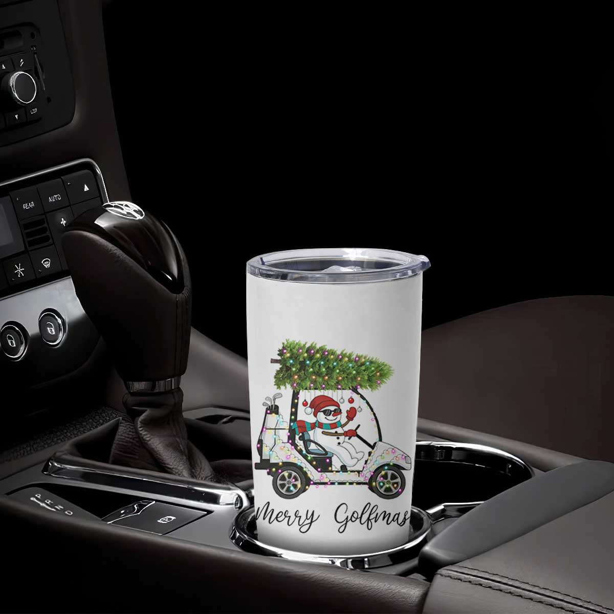 Funny Christmas Golf Tumbler Cup Snowman Driving Golf Cart Merry Golfmas TS12 Print Your Wear