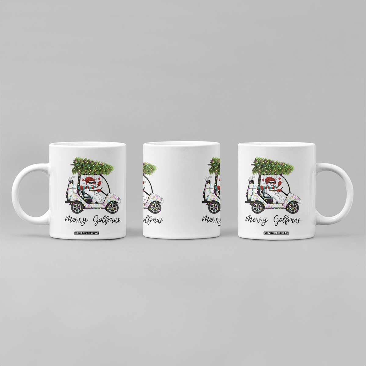 Funny Christmas Golf Coffee Mug Snowman Driving Golf Cart Merry Golfmas TS12 Print Your Wear