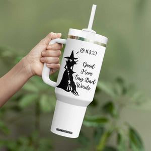 Good Mom Say Bad Words Tumbler With Handle Funny Witch Mom Halloween Gift TS12 Print Your Wear