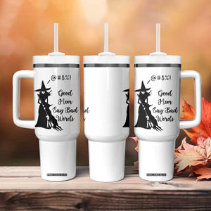 Good Mom Say Bad Words Tumbler With Handle Funny Witch Mom Halloween Gift TS12 Print Your Wear
